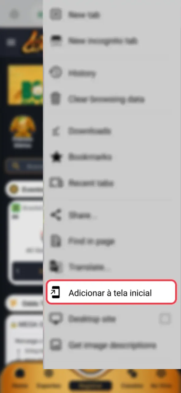 Adicione o cassino Lottu à tela inicial e jogue com apenas um toque.