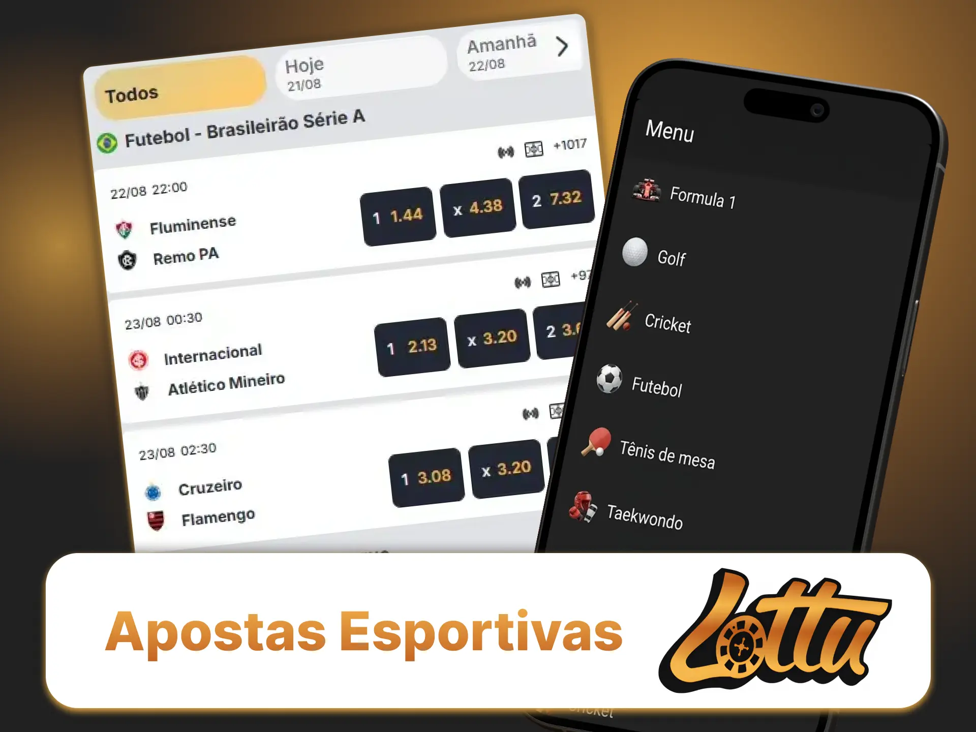 Baixe o app do cassino Lottu e aposte em futebol com odds competitivas.