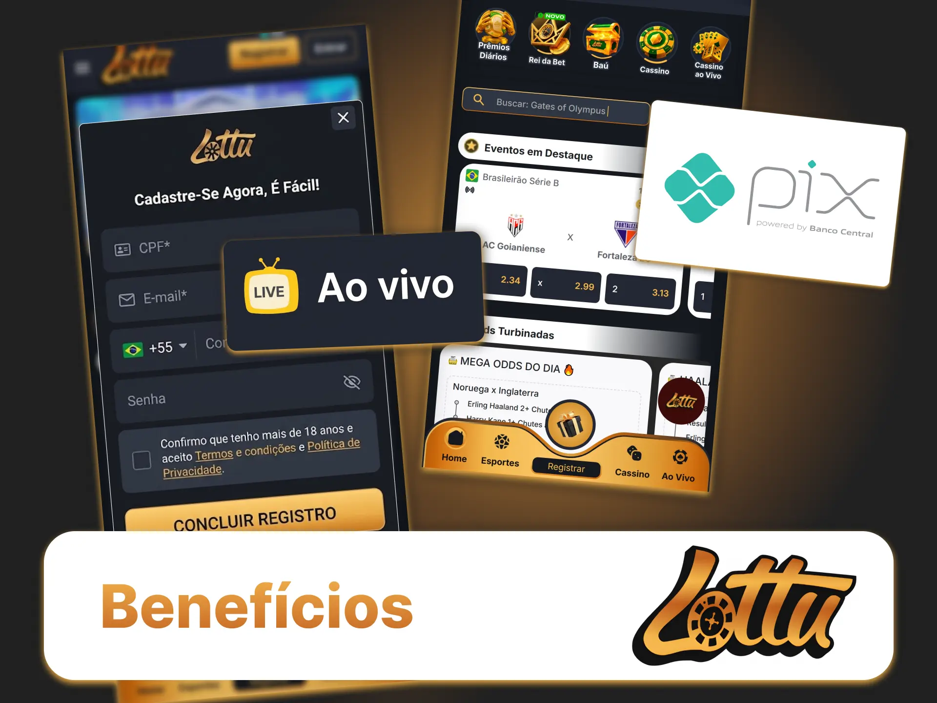 Baixe o app do cassino Lottu e aproveite pagamentos via PIX no Brasil.