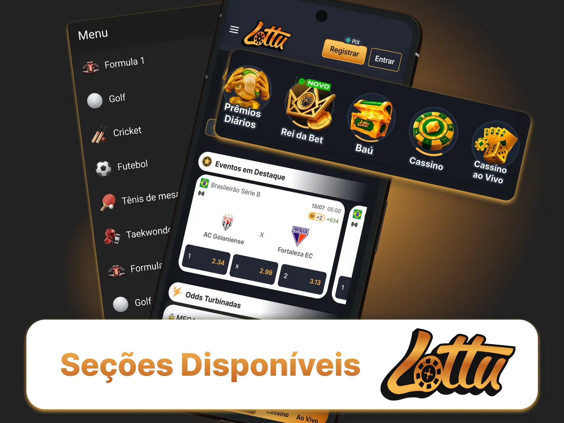 Acesse o menu do cassino Lottu e navegue entre todas as seções sem recarregar.