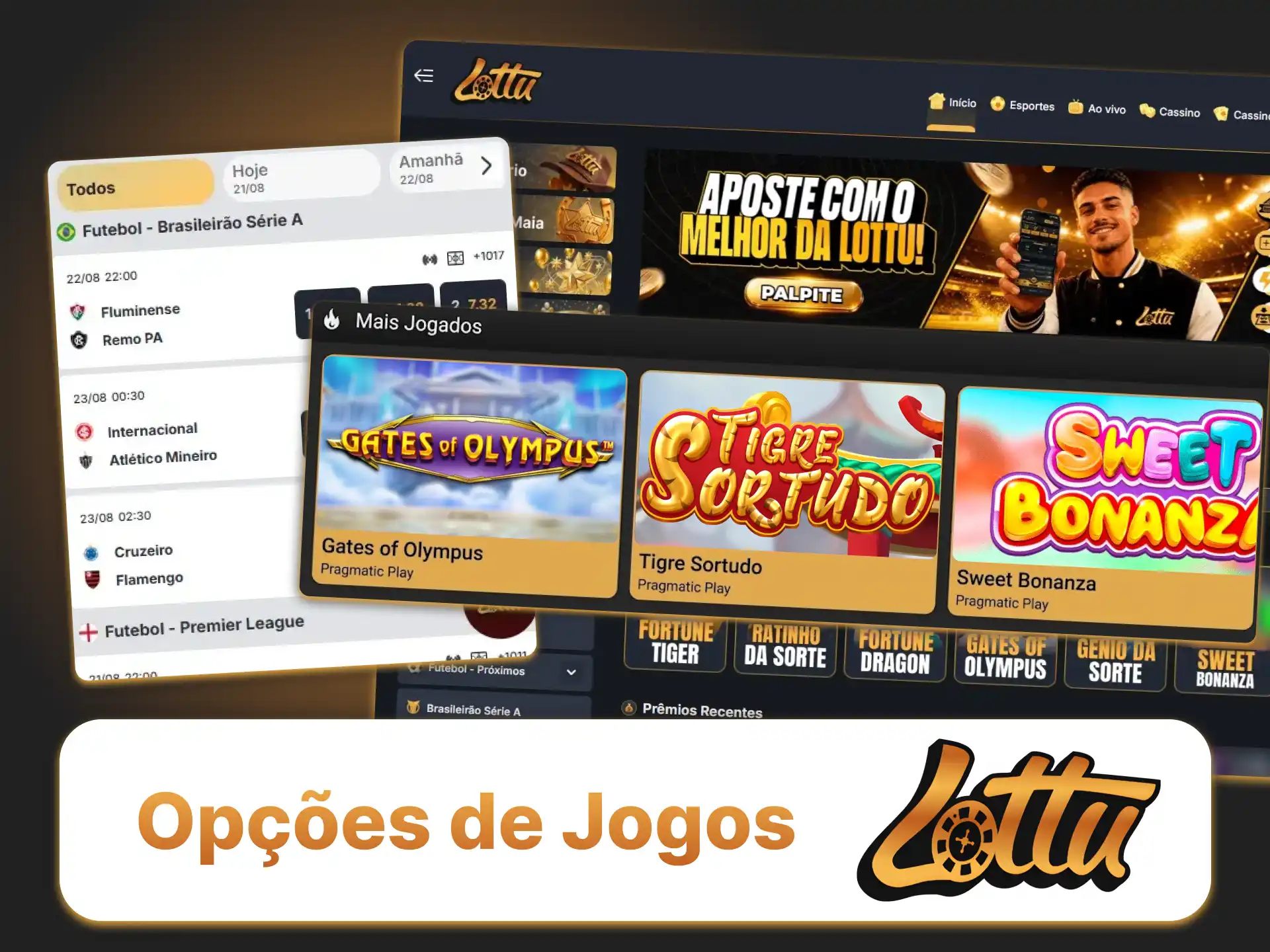 Explore a variedade de jogos e apostas esportivas disponíveis no cassino Lottu.